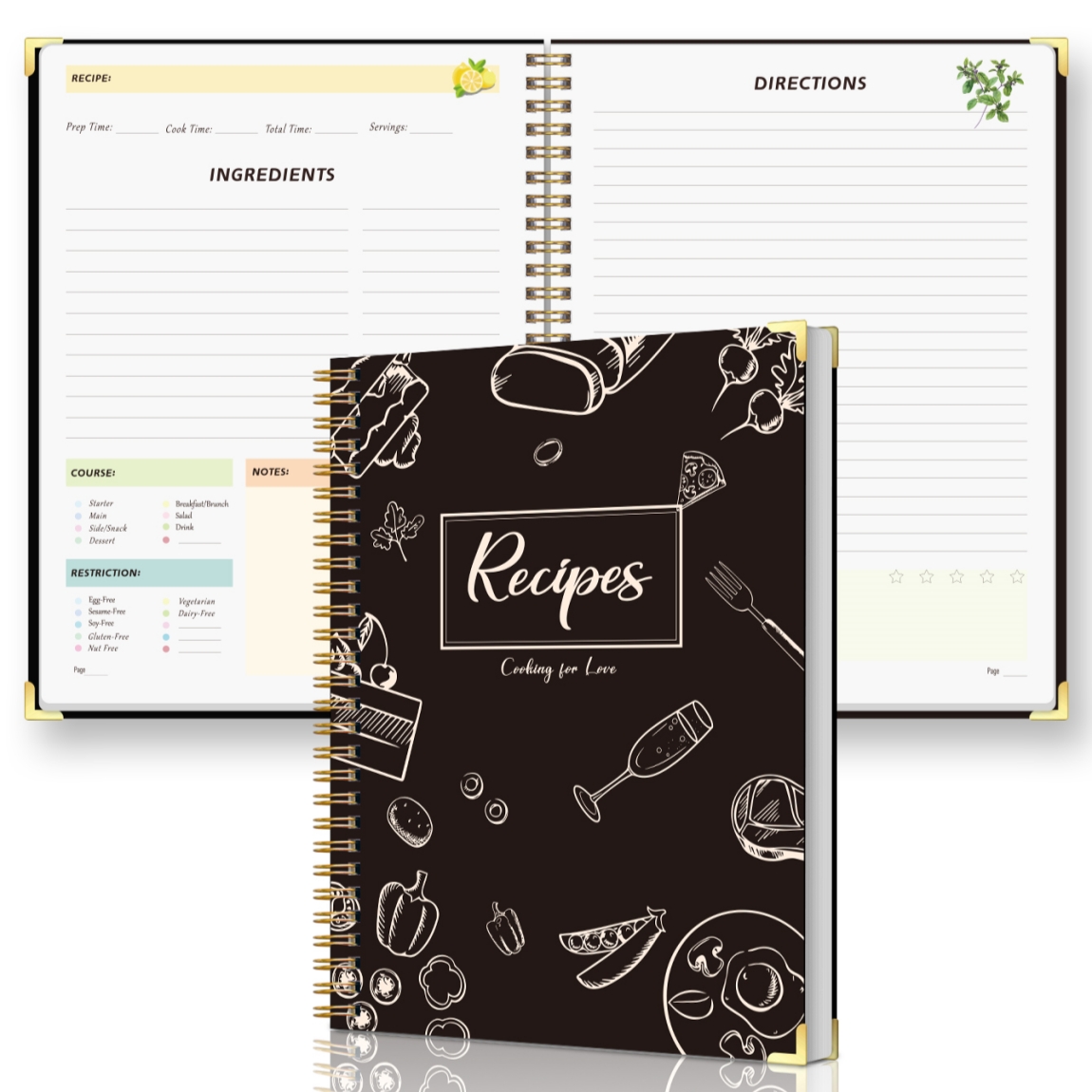 Meal Prep Book - Cuaderno de Recetas con Encuadernación en