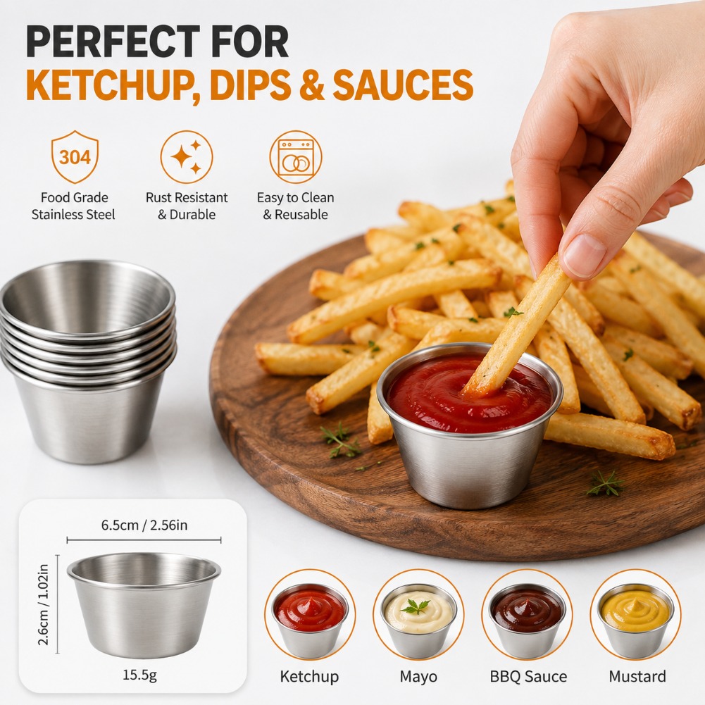 Mini Tazones Redondos de Acero - Sauce Dipping Cup reseña y precio